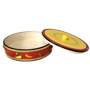 Avon Tortilla Warming Bowl W/ Lid Ceramic W/ Painted Chilis Microwave/Oven Safe